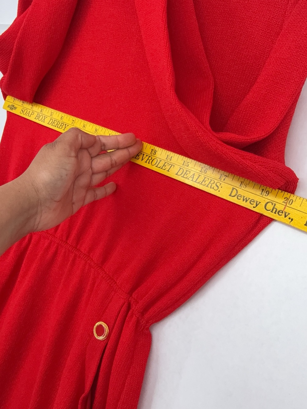 St. John collection by Marie gray Red Long Sleeve Knit Dress 8 - Picture 6 of 7